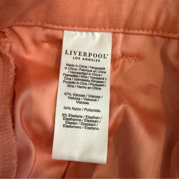 Liverpool Mid Rise Light Orange Cantaloupe Kelsey Trouser Size 6/28 Cropped EUC - Picture 7 of 15